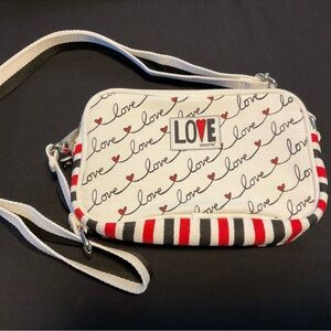 Brighten Love Scroll Print Canvas Crossbody Bag